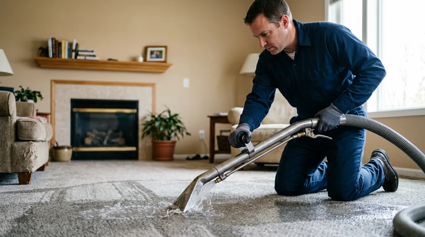 Water damage restoration technician working near Durham, ME